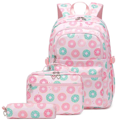 3 Pcs/Set School Bags for Teenage Girls Waterproof School Backpack Students Kids Schoolbag Child With Pencil Case Lunch box