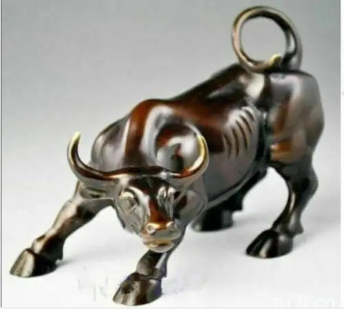 3 Size Wall Street Bronze Fierce OX Bull Brass Statue