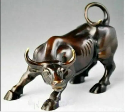 3 Size Wall Street Bronze Fierce OX Bull Brass Statue