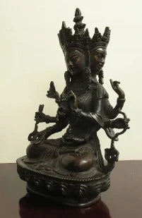 3 face antique Tibetan Bronze Vajra God Ushnishavijaya Namgyalma Buddha Statue