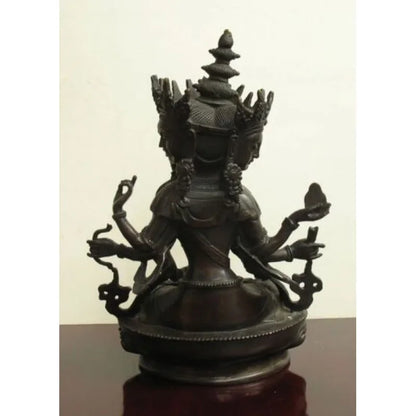 3 face antique Tibetan Bronze Vajra God Ushnishavijaya Namgyalma Buddha Statue