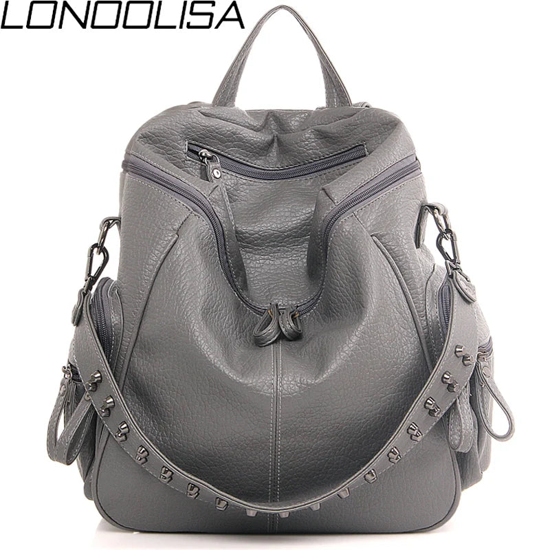 3-in-1 Designe Backpack Shoulder Bag Women Preppy Bookbag Mochilas Rivet Backpack Large Capacity School Bags For Teenage Girls