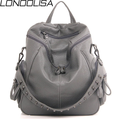 3-in-1 Designe Backpack Shoulder Bag Women Preppy Bookbag Mochilas Rivet Backpack Large Capacity School Bags For Teenage Girls