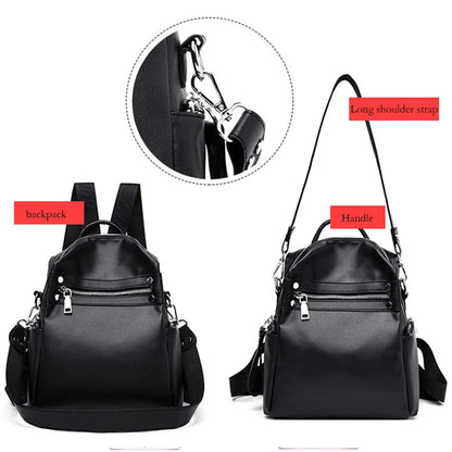 3-in-1 Women Backpacks Vintage Female Shoulder Bags Soft PU Leather Back Pack Ladies Travel BagPack Luxury Bag For Girls Mochila