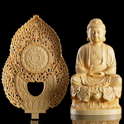 3 piece set Shakyamuni solid wood statue Wooden handmade fine carving Modern art sculpture High-end Home Furnishing Decoration