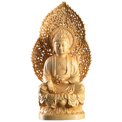 3 piece set Shakyamuni solid wood statue Wooden handmade fine carving Modern art sculpture High-end Home Furnishing Decoration