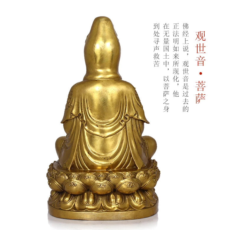 30 CM # bless family Safety Health luck Talisman # office home shop efficacious Protection brass Buddhism GUANYIN statue