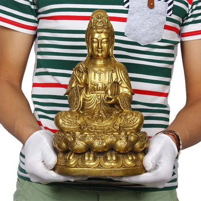 30 CM bless family Safety Health luck Talisman # office home shop efficacious Protection brass GUANYIN FENG SHUI statue
