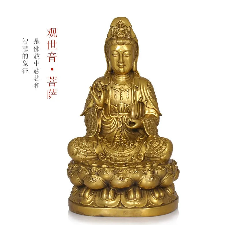 30 CM bless family Safety Health luck Talisman # office home shop efficacious Protection brass GUANYIN FENG SHUI statue