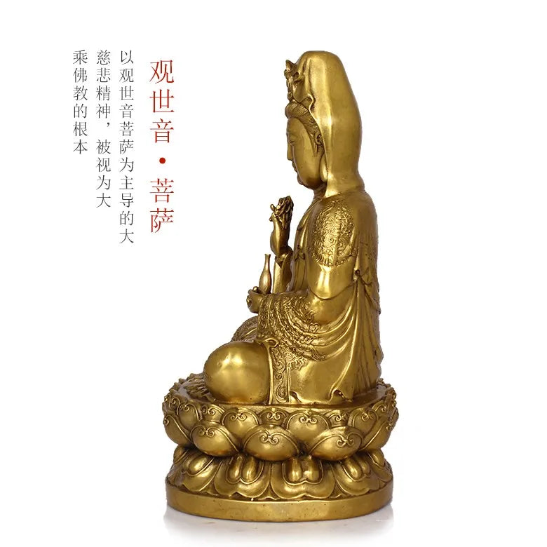 30 CM bless family Safety Health luck Talisman # office home shop efficacious Protection brass GUANYIN FENG SHUI statue