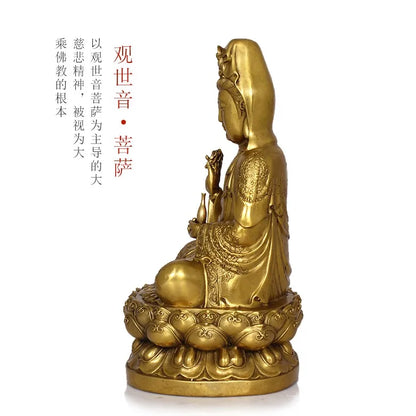 30 CM bless family Safety Health luck Talisman # office home shop efficacious Protection brass GUANYIN FENG SHUI statue