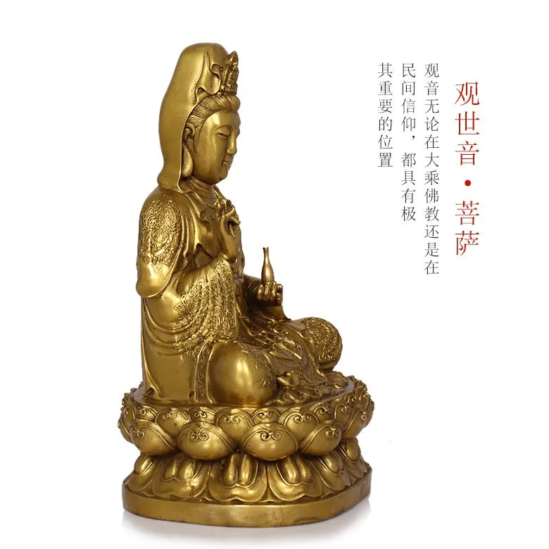 30 CM bless family Safety Health luck Talisman # office home shop efficacious Protection brass GUANYIN FENG SHUI statue