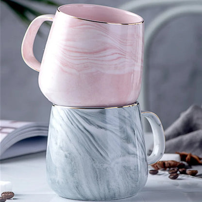 300-400ML Creative Marble Pink Coffee Mug Ceramic Tea Water Cup Lover's Gift Porcelain Mugs For Tea Breakfast Milk
