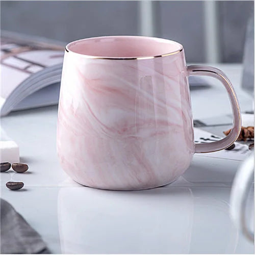 300-400ML Creative Marble Pink Coffee Mug Ceramic Tea Water Cup Lover's Gift Porcelain Mugs For Tea Breakfast Milk
