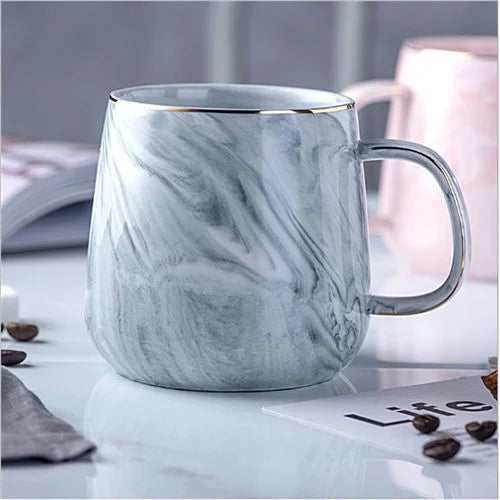 300-400ML Creative Marble Pink Coffee Mug Ceramic Tea Water Cup Lover's Gift Porcelain Mugs For Tea Breakfast Milk