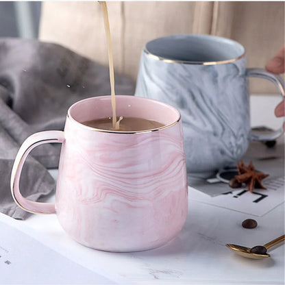300-400ML Creative Marble Pink Coffee Mug Ceramic Tea Water Cup Lover's Gift Porcelain Mugs For Tea Breakfast Milk