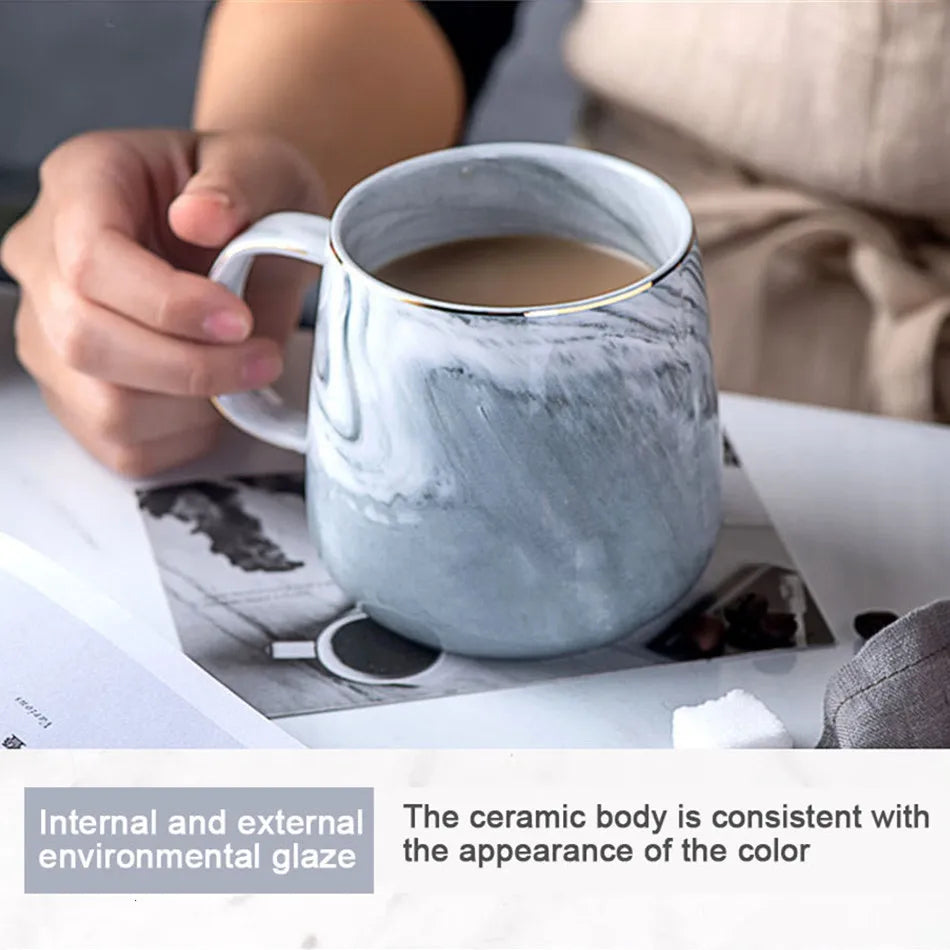 300-400ML Creative Marble Pink Coffee Mug Ceramic Tea Water Cup Lover's Gift Porcelain Mugs For Tea Breakfast Milk