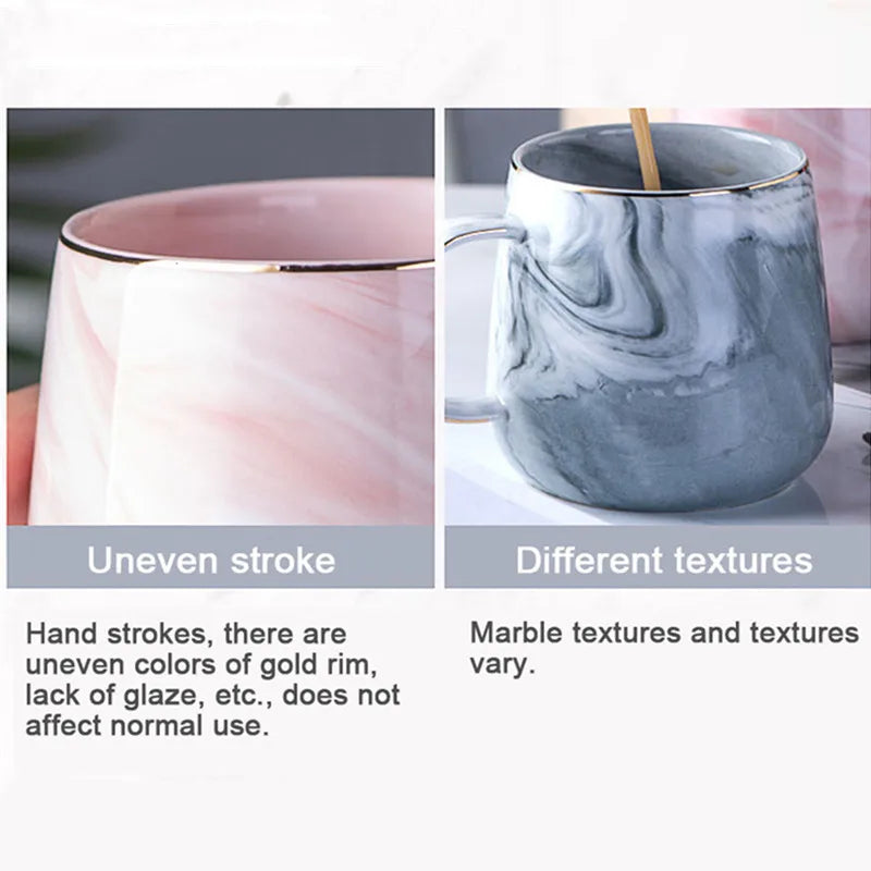300-400ML Creative Marble Pink Coffee Mug Ceramic Tea Water Cup Lover's Gift Porcelain Mugs For Tea Breakfast Milk