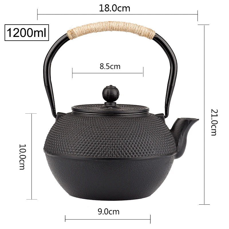 300/900/1200ml Cast Iron Teapot Japanese Tea Kettle for Boiling Water Kitchen Teaware Chinese Teapots Tea Ceremony Accessories