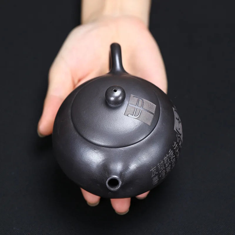 3000ML Handcrafted Buddhist Scriptures Yixing Purple Clay Teapot Small Capacity Traditional Chinese Kettle Puer Oolong Tea Set