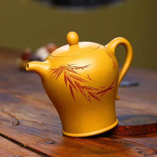 300ML Big Yellow Teapot Yixing Purple Clay Teapot Zisha Tea Pot Handmade Kung Fu Tea Set Teaware