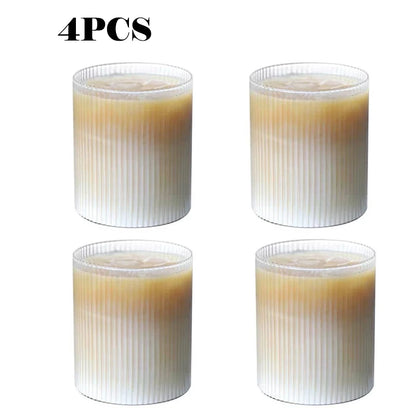 300ML Coffee Mug Japanese Striped Glass Cup Japanese Creative Transparent Bubble Tea Cup Juice Glass Milk Mocha Breakfast Mug