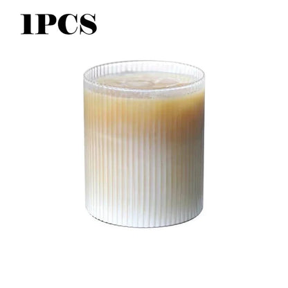300ML Coffee Mug Japanese Striped Glass Cup Japanese Creative Transparent Bubble Tea Cup Juice Glass Milk Mocha Breakfast Mug