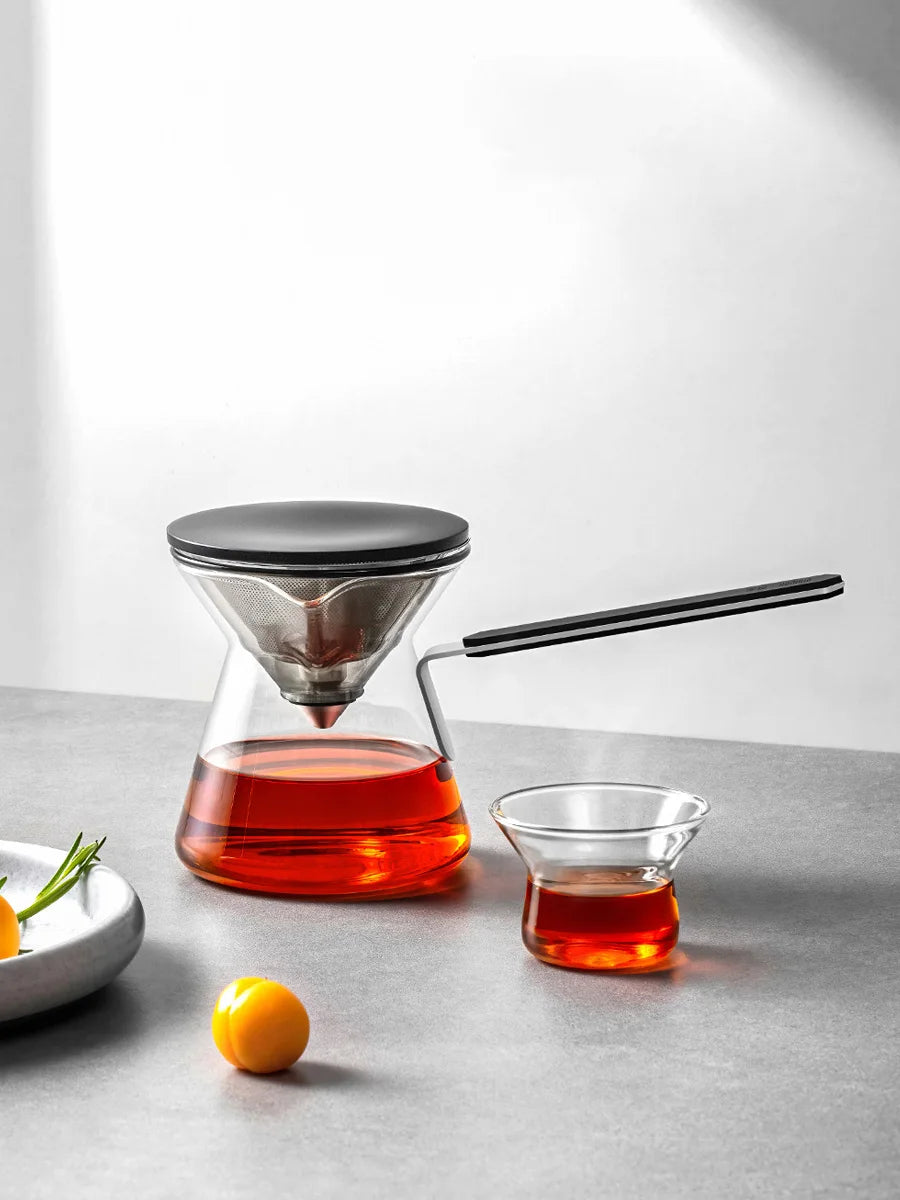 300ML One-button Filtration Tea Pot Long Handle Anti-scald High-end Glass Teapot Tea Brewer Magnetic Tea Water Separation Cups