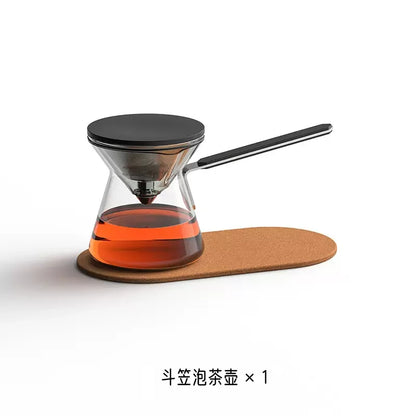 300ML One-button Filtration Tea Pot Long Handle Anti-scald High-end Glass Teapot Tea Brewer Magnetic Tea Water Separation Cups