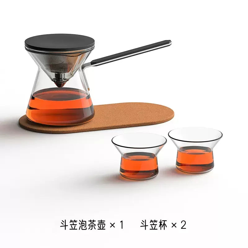300ML One-button Filtration Tea Pot Long Handle Anti-scald High-end Glass Teapot Tea Brewer Magnetic Tea Water Separation Cups