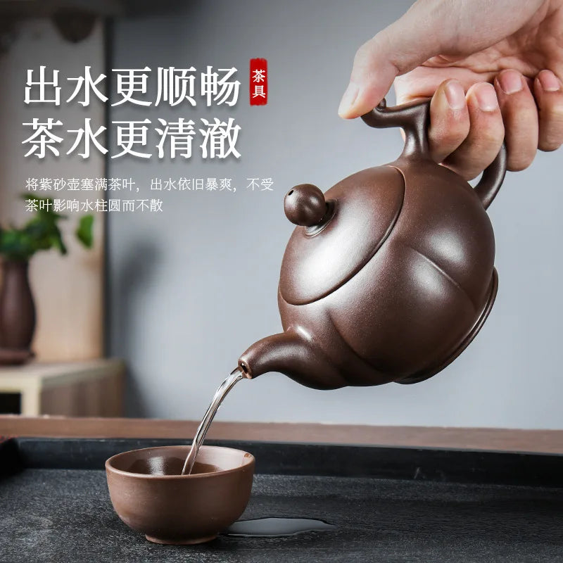 300ML Yixing Teapot Real Handmade Chinese Kettle Ball Hole Filter Purple Clay Tea Pot Puer Oolong Teaware Kung Fu Zisha Teaset