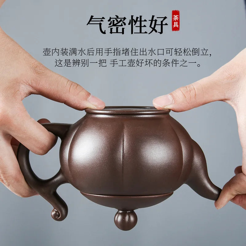 300ML Yixing Teapot Real Handmade Chinese Kettle Ball Hole Filter Purple Clay Tea Pot Puer Oolong Teaware Kung Fu Zisha Teaset