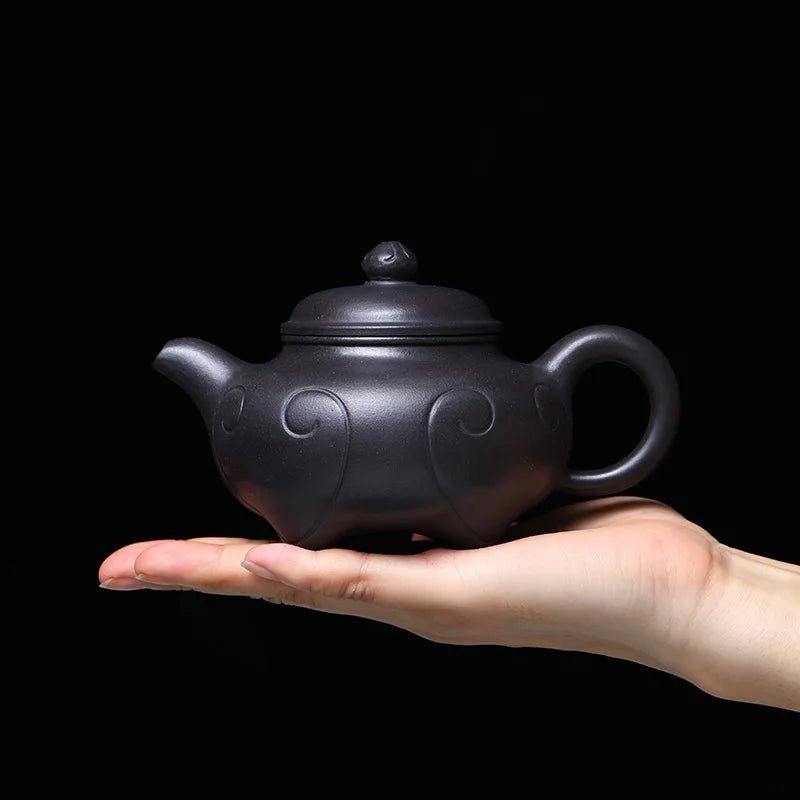 300cc Authentic Yixing Purple Clay Teapot Raw Ore Purple Mud four-legged Jiuding Kettle Home Filter Tea Infuser Custom Tea Set