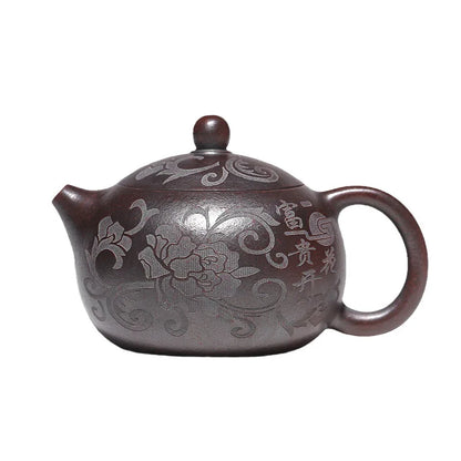 300cc Chinese Yixing Purple Clay Teapots Handmade Tea Maker Raw Ore Black Gold Sand Xishi Tea Pot Zisha Tea Set