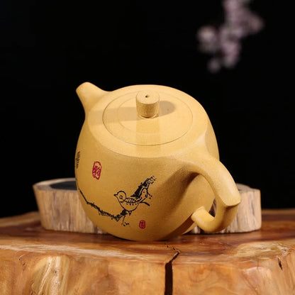 300cc Yixing Chinese Zisha Teapot  Jinglan Teaware Raw Ore Purple Sand Mud Gold Section Painted Hand-painted Health Tea pot