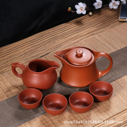 300cc Yixing Purple Clay Small Tea Set  Xishi Pot Tea Ceremony zisha Ceramic Pottery Teacup china Kung Fu Tea Set