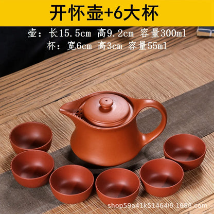 300cc Yixing Purple Clay Small Tea Set  Xishi Pot Tea Ceremony zisha Ceramic Pottery Teacup china Kung Fu Tea Set