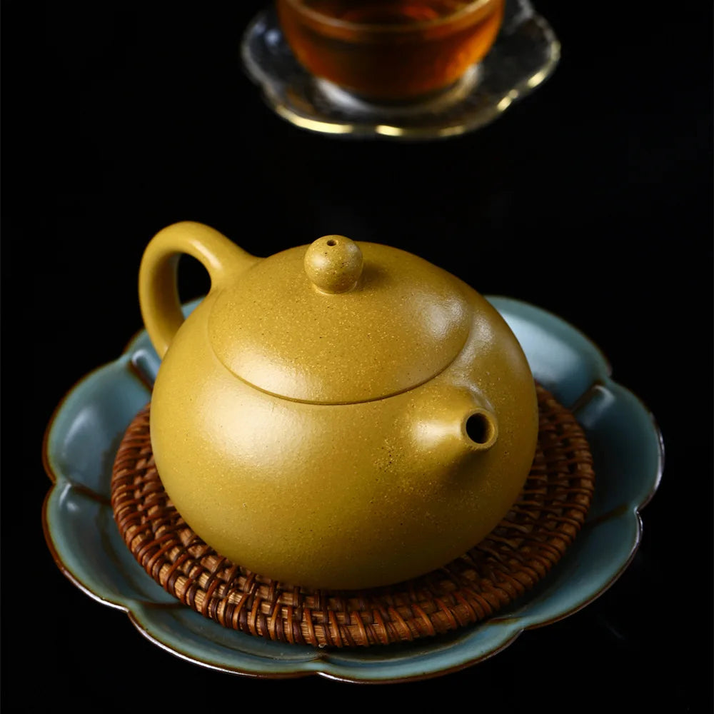 300cc Yixing Purple Clay Teapot Handmade  Xishi Tea Pot Raw Ore Gold Section Mud Kettle Chinese Zisha Tea Set