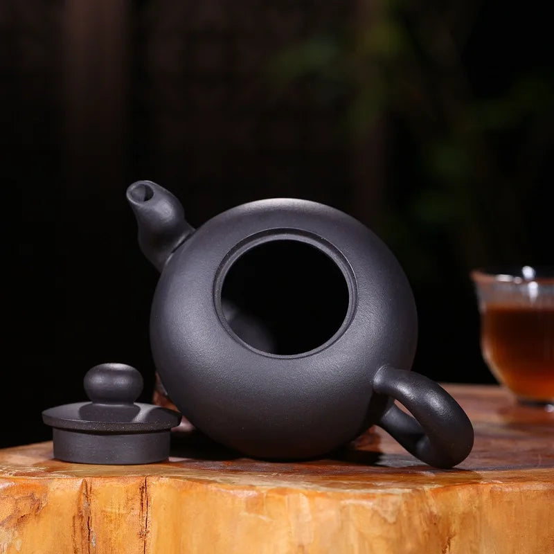 300cc Yixing Zisha Ore All Handmade Black Mud a Black Pearl Pot Black Tea Jin Jun Mei Beautiful Teaware