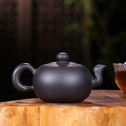 300cc Yixing Zisha Ore All Handmade Black Mud a Black Pearl Pot Black Tea Jin Jun Mei Beautiful Teaware