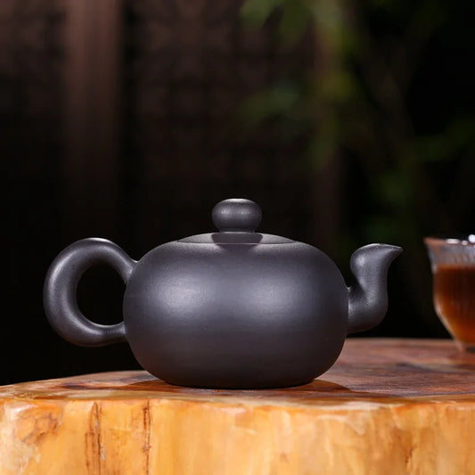 300cc Yixing Zisha Ore All Handmade Black Mud a Black Pearl Pot Black Tea Jin Jun Mei Beautiful Teaware