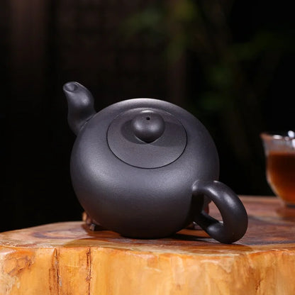 300cc Yixing Zisha Ore All Handmade Black Mud a Black Pearl Pot Black Tea Jin Jun Mei Beautiful Teaware