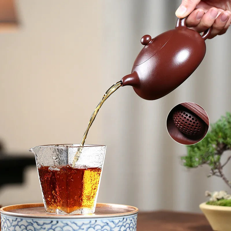 300ml Chinese Yixing Authentic Purple Clay Teapots Large Capacity Kettle Famous Handmade Ball Hole Filter Tea Pot Zisha Tea Set