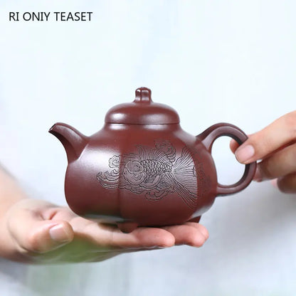 300ml Chinese Yixing High-end Purple Clay Teapots Large Capacity Famous Handmade Three-legged Shape Tea Pot Kettle Zisha Tea Set