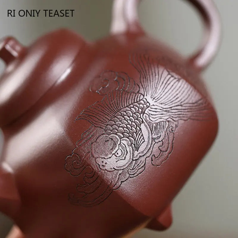 300ml Chinese Yixing High-end Purple Clay Teapots Large Capacity Famous Handmade Three-legged Shape Tea Pot Kettle Zisha Tea Set