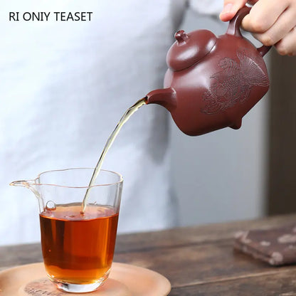 300ml Chinese Yixing High-end Purple Clay Teapots Large Capacity Famous Handmade Three-legged Shape Tea Pot Kettle Zisha Tea Set