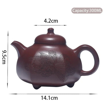 300ml Chinese Yixing High-end Purple Clay Teapots Large Capacity Famous Handmade Three-legged Shape Tea Pot Kettle Zisha Tea Set