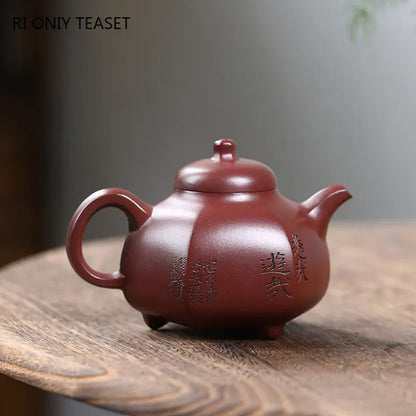 300ml Chinese Yixing High-end Purple Clay Teapots Large Capacity Famous Handmade Three-legged Shape Tea Pot Kettle Zisha Tea Set