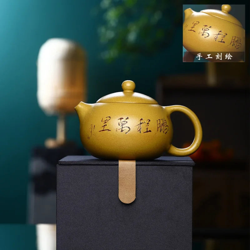 300ml Chinese Yixing Purple Clay Teapots Famous Artists Handmade Xi Shi Tea Pot Raw Ore Section Mud Kettle Zisha Tea Set