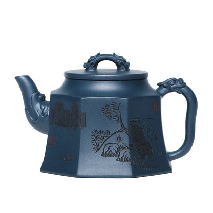 300ml Chinese Yixing Purple Clay Teapots Famous Handmade Large Capacity Tea Pot Raw Ore Green Mud Kettle Zisha Tea Set Teaware